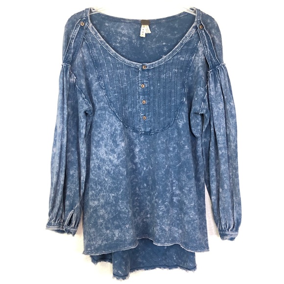 Free People Tops - Free People WTF Stone Washed Boho Long Sleeve Top